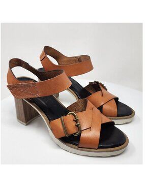 Hispanitas Gigi Vachetta Heeled Sandals Women EU38/US7.5-8 Cognac Brown Leather